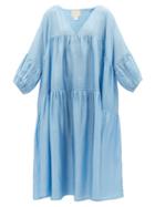 Anaak - Airi Tiered Silk-habotai Maxi Dress - Womens - Blue