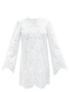 Dolce & Gabbana - Broderie-anglaise Cotton-blend Dress - Womens - White