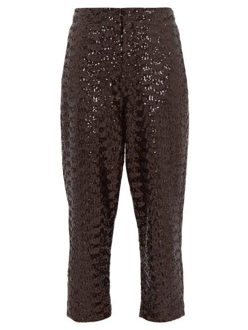 Matchesfashion.com Cheval Pampa - Al Viento High Rise Sequinned Tapered Trousers - Womens - Black