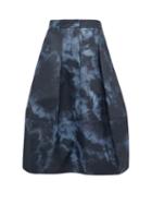 Matchesfashion.com Tibi - Tie-dye Print Laminated-twill Tulip Skirt - Womens - Navy Multi