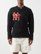 Stefan Cooke - Dancing Ladies Knitted Cotton Sweater - Mens - Black Red