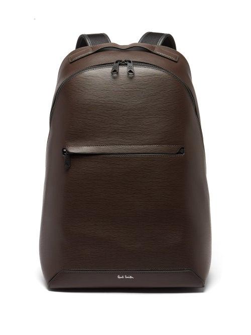 Paul Smith - Straw-grained Leather Backpack - Mens - Brown