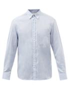 Brunello Cucinelli - Patch-pocket Cotton-herringbone Shirt - Mens - Light Blue