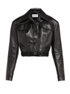 Matchesfashion.com Maison Margiela - Cropped Leather Jacket - Womens - Black