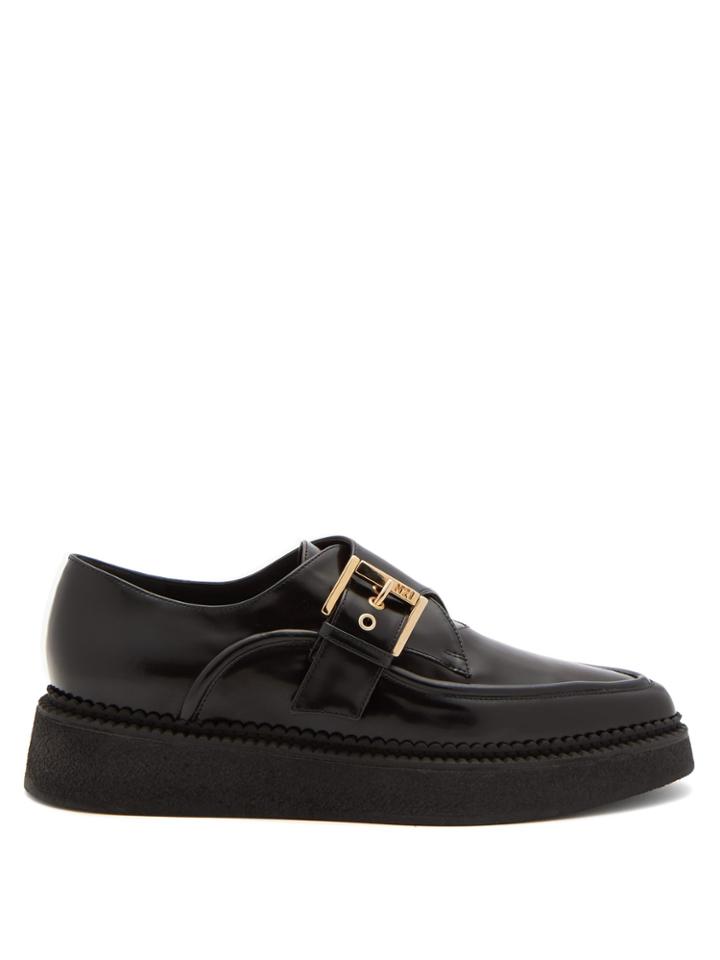 No. 21 Raised-sole Monk-strap Leather Shoes