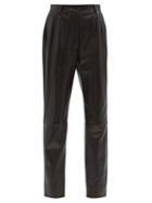 Matchesfashion.com Dolce & Gabbana - High-rise Leather Straight-leg Trousers - Womens - Black