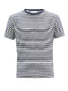 Matchesfashion.com Officine Gnrale - Striped Knitted Cotton T-shirt - Mens - Navy Multi