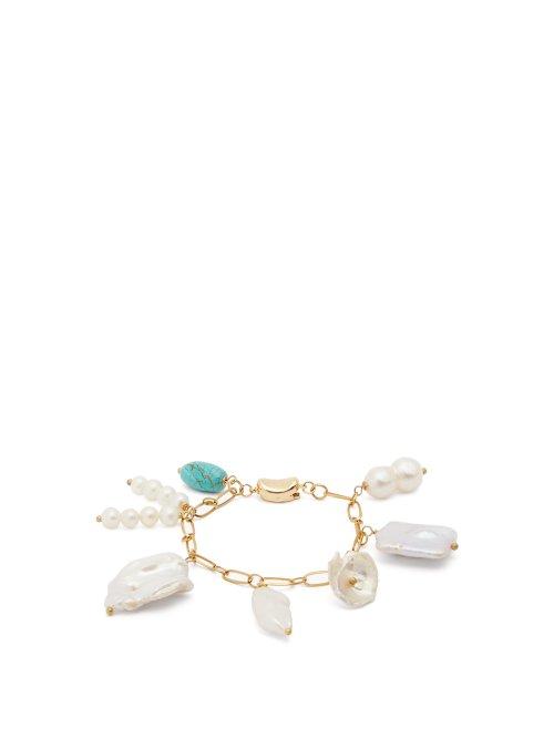 Matchesfashion.com Timeless Pearly - Baroque Pearl & Turquoise Gold Plated Bracelet - Womens - Pearl