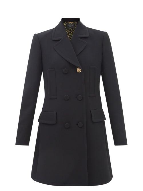 Versace - Double-breasted Virgin Wool-twill Coat - Womens - Black