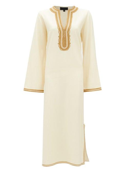 Matchesfashion.com Nili Lotan - Honor Embroidered Silk Kaftan - Womens - Cream