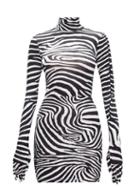 Matchesfashion.com Vetements - Glove-sleeved Zebra-print Jersey Mini Dress - Womens - Black White
