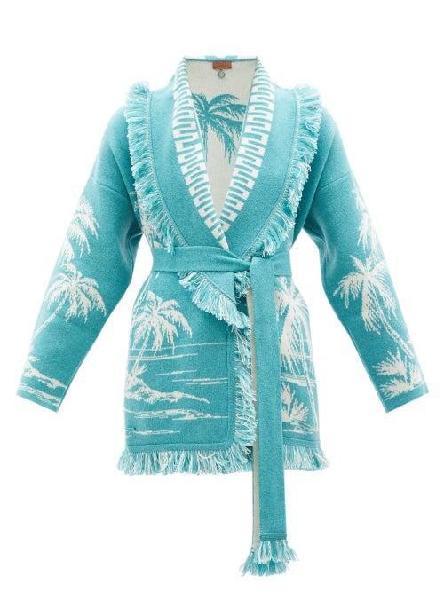 Alanui - Surrounded By The Ocean Cashmere-blend Cardigan - Womens - Blue White