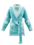 Alanui - Surrounded By The Ocean Cashmere-blend Cardigan - Womens - Blue White