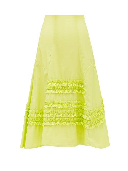 Matchesfashion.com Molly Goddard - Jane Frilled Cotton-paper Skirt - Womens - Green