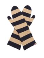Extreme Cashmere - Nina Striped Cashmere Mittens - Womens - Navy Multi