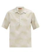 Matchesfashion.com Barena Venezia - Palm-jacquard Cuban-collar Cotton-oxford Shirt - Mens - Green White