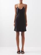Raey - Thin-strap Satin Mini Dress - Womens - Black