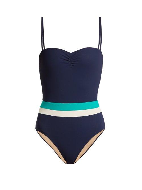 Matchesfashion.com Zeus + Dione - Milos Striped Swimsuit - Womens - Navy Multi
