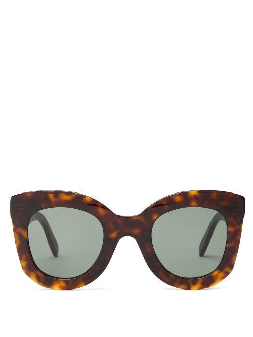 Matchesfashion.com Celine Eyewear - Oversized Round Tortoise-effect Acetate Sunglasses - Womens - Tortoiseshell