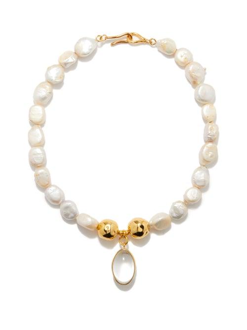 Tohum - Crystal, Baroque Pearl & 24kt Gold-plated Necklace - Womens - Pearl