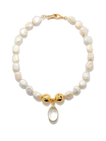 Tohum - Crystal, Baroque Pearl & 24kt Gold-plated Necklace - Womens - Pearl
