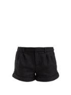Matchesfashion.com Saint Laurent - Turned Up Cuff Sequinned Tweed Shorts - Womens - Black