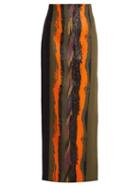 Matchesfashion.com Carl Kapp - Aquarella Wave Embroidered Twill Maxi Skirt - Womens - Multi