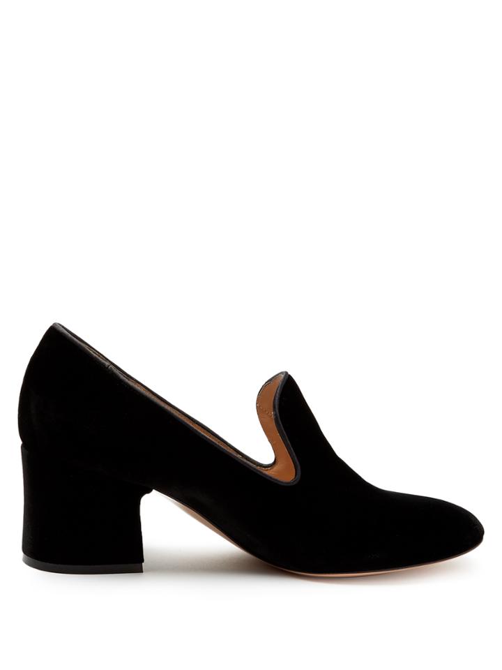 Gianvito Rossi Satin-piped Velvet Block-heel Loafers