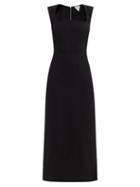 Matchesfashion.com Bottega Veneta - Square-neck Crepe Longline Dress - Womens - Black