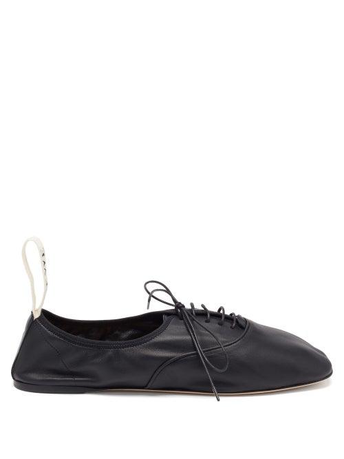 Matchesfashion.com Loewe - Logo-trim Laced Ballet Flats - Womens - Black