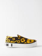Marni X Carhartt - X Carhartt Wip Floral-print Slip-on Trainers - Mens - Black Yellow