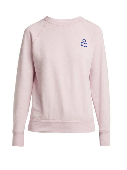 Matchesfashion.com Isabel Marant Toile - Milly Flocked Logo Cotton Blend Sweatshirt - Womens - Light Pink