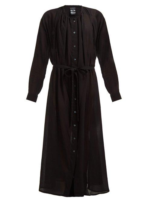 Matchesfashion.com Ann Demeulemeester - Gathered Cotton Shirtdress - Womens - Black