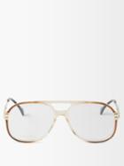 Gucci Eyewear - Aviator Acetate And Metal Glasses - Mens - Light Brown Multi