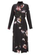 Matchesfashion.com Altuzarra - Edith Belted Floral-print Silk Shirt Dress - Womens - Black