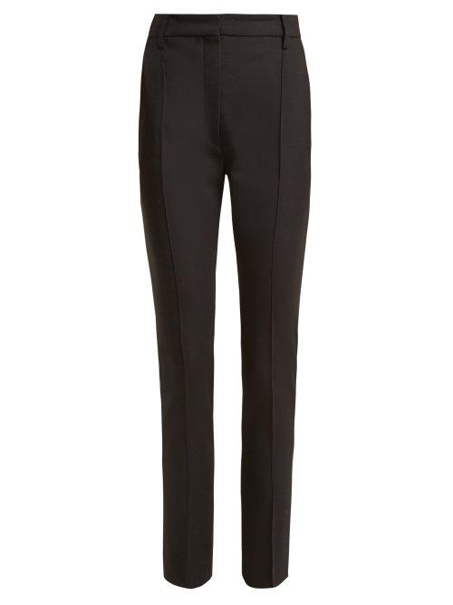 Matchesfashion.com Valentino - High Rise Wool Blend Trousers - Womens - Black