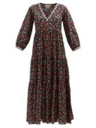 Muzungu Sisters - Frangipani Snail-print Cotton Kaftan Dress - Womens - Black Print
