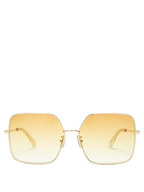 Matchesfashion.com Celine Eyewear - Oversized Square Metal Sunglasses - Womens - Yellow Gold