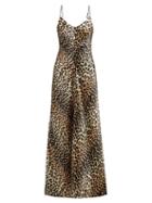 Matchesfashion.com Ganni - Blakely Leopard Print Silk Blend Slip Dress - Womens - Leopard