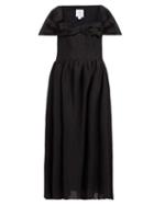 Matchesfashion.com Gl Hrgel - Cap Sleeve Gathered Linen Midi Dress - Womens - Black