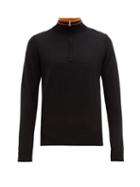 Matchesfashion.com Paul Smith - Artist Stripe Half Zip Merino Wool Sweater - Mens - Black
