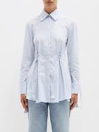 Palmer/harding Palmer//harding - Sutured Organic-cotton Oxford Shirt - Womens - Light Blue