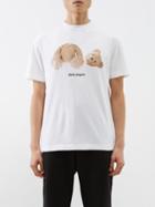 Palm Angels - Teddy Bear-print Cotton-jersey T-shirt - Mens - White Brown