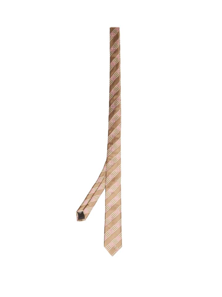 Fendi Stripe And Check-jacquard Silk Tie