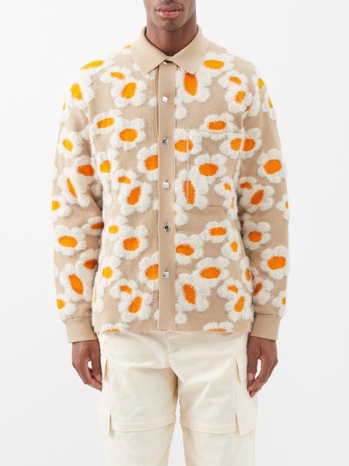Jacquemus - Neve Fleurs Jacquard-knit Cardigan - Mens - Brown Print
