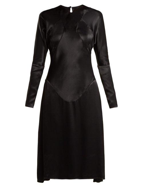 Matchesfashion.com Vivienne Westwood Anglomania - Panelled Long Sleeved Satin Dress - Womens - Black