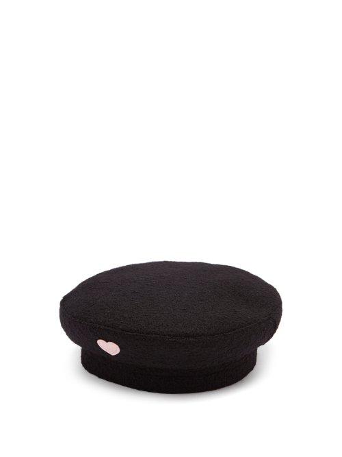 Matchesfashion.com Federica Moretti - Basquet Heart Appliqu Wool Cap - Womens - Black