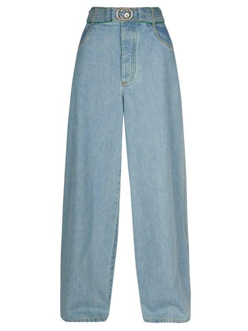 Bottega Veneta - Belted Wide-leg Jeans - Womens - Light Denim