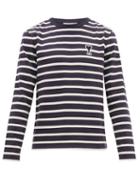 Matchesfashion.com Ami - Breton Striped Cotton Jersey Long Sleeved T Shirt - Mens - Navy White
