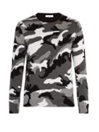 Matchesfashion.com Valentino - Camouflage Wool Sweater - Mens - Grey